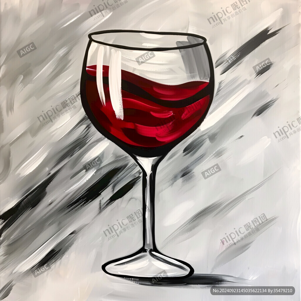 红酒杯抽象画