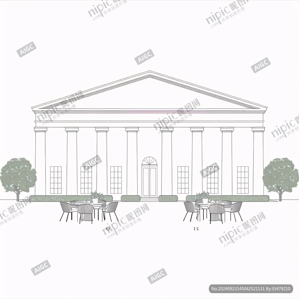 售楼处线稿素材