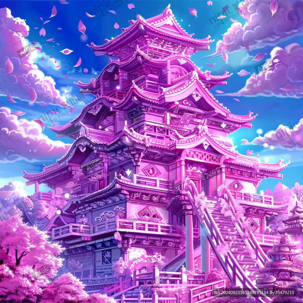 赏樱楼插画