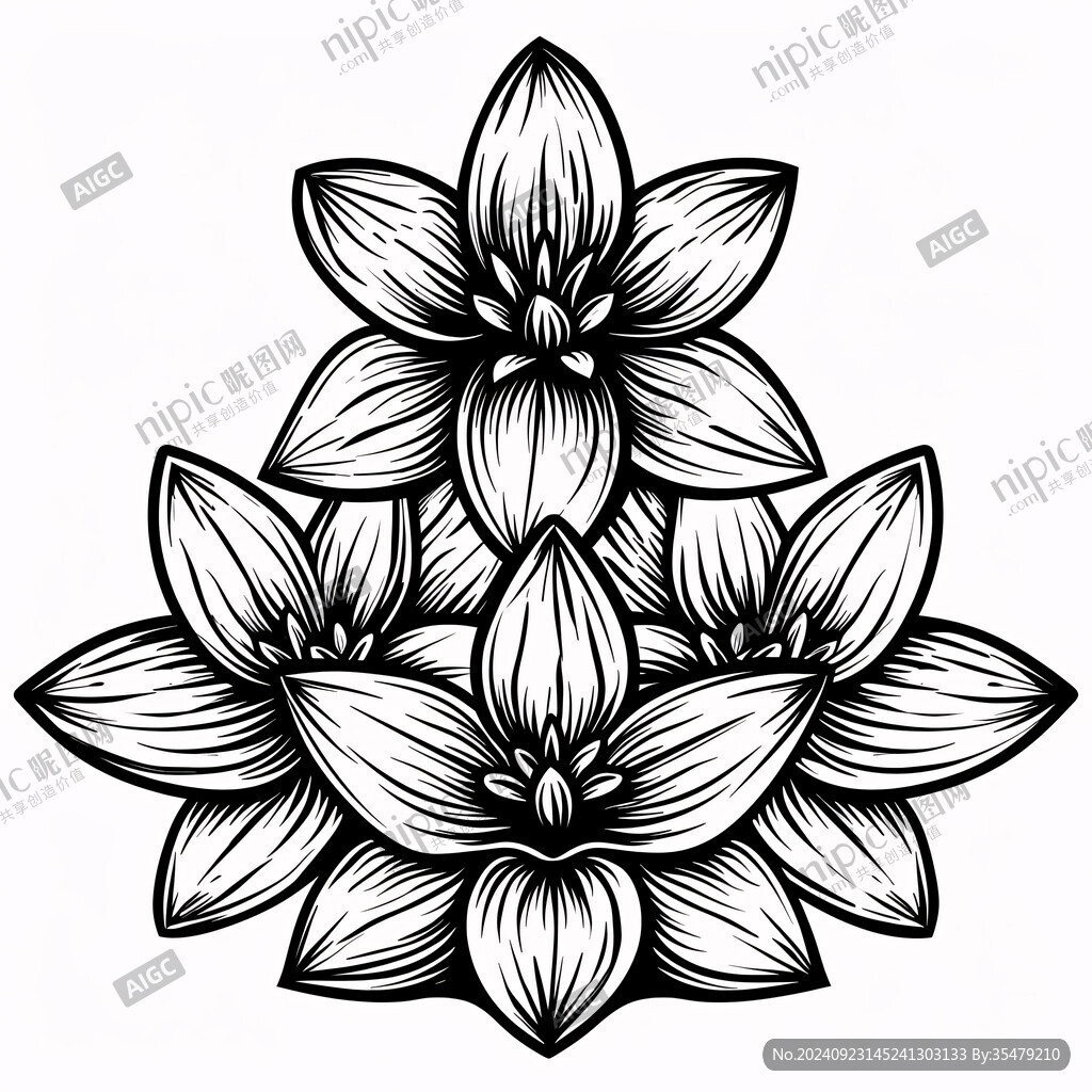 莲花线条图