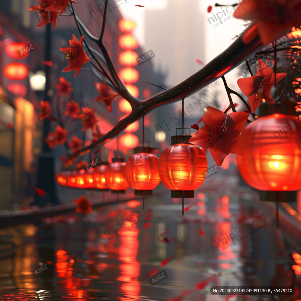 红色新年灯笼街拍