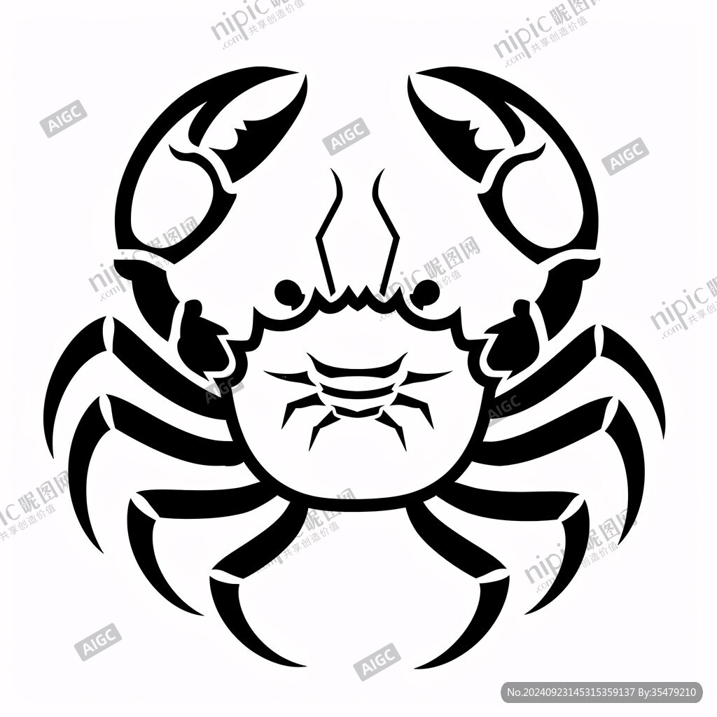 螃蟹插画标志