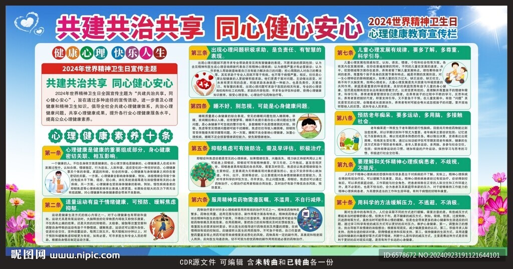 2024世界精神卫生日宣传栏