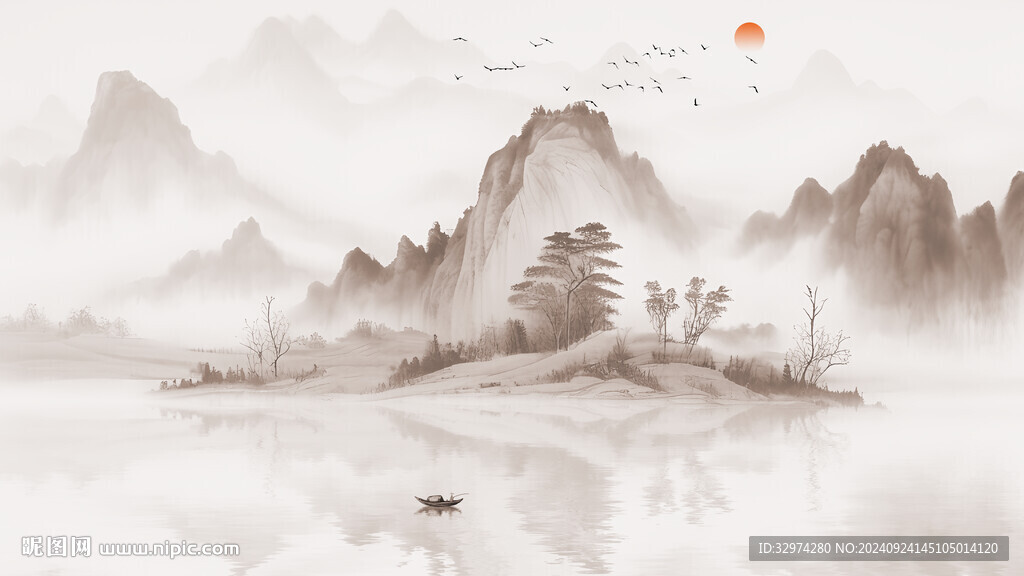 国画山水电视背景