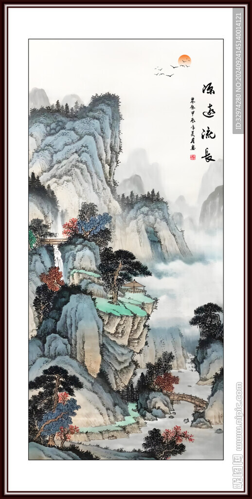 竖幅山水画