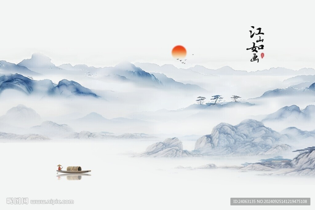 新中式山水背景墙