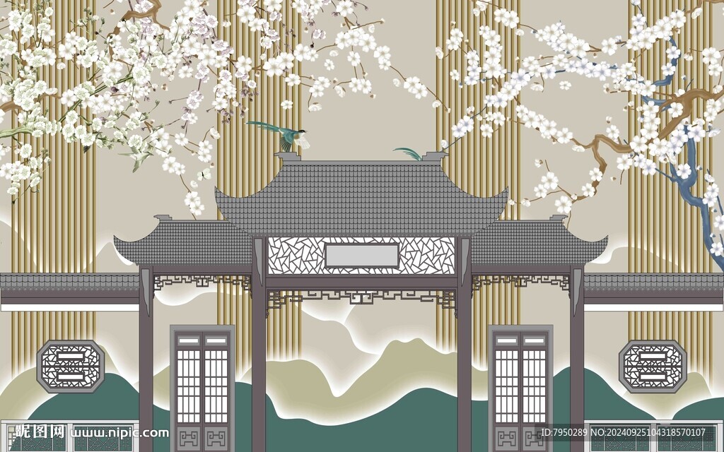 新中式背景墙 