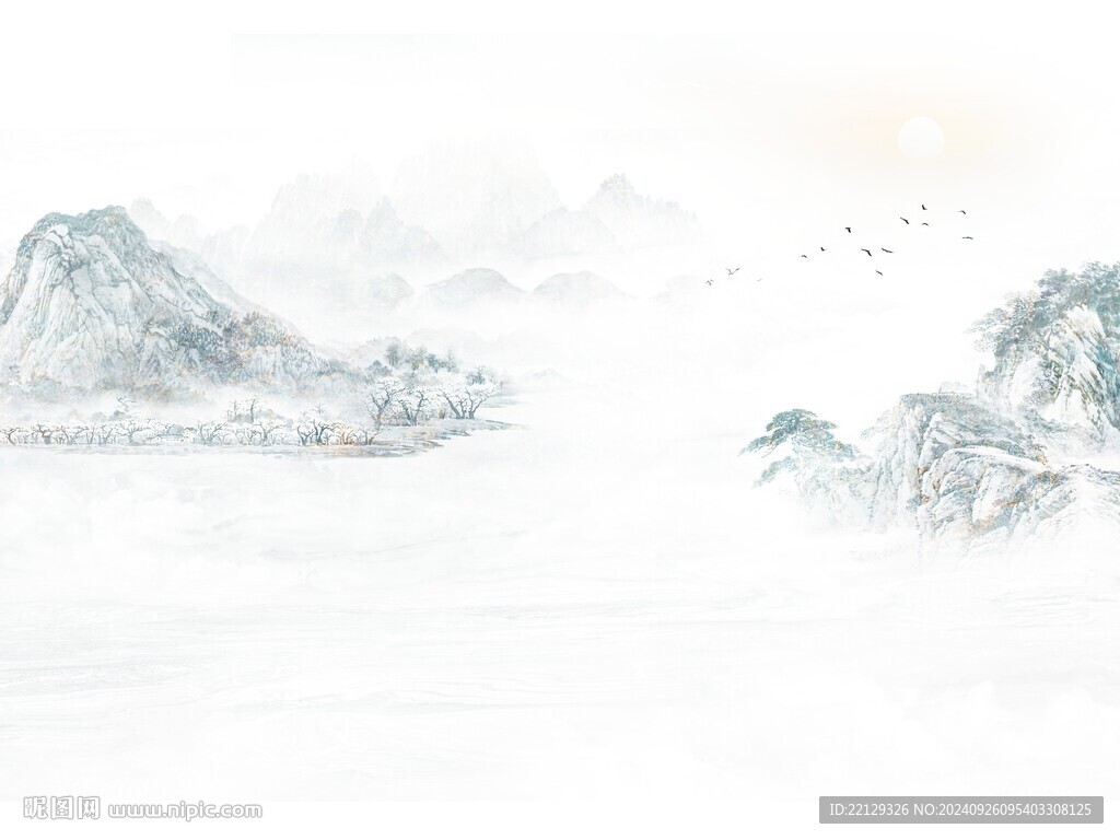 新中式山水背景墙