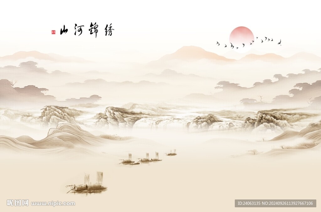 山水画背景墙
