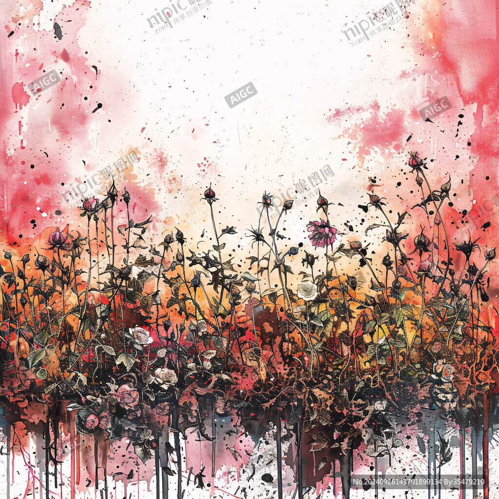 水彩格桑花装饰画