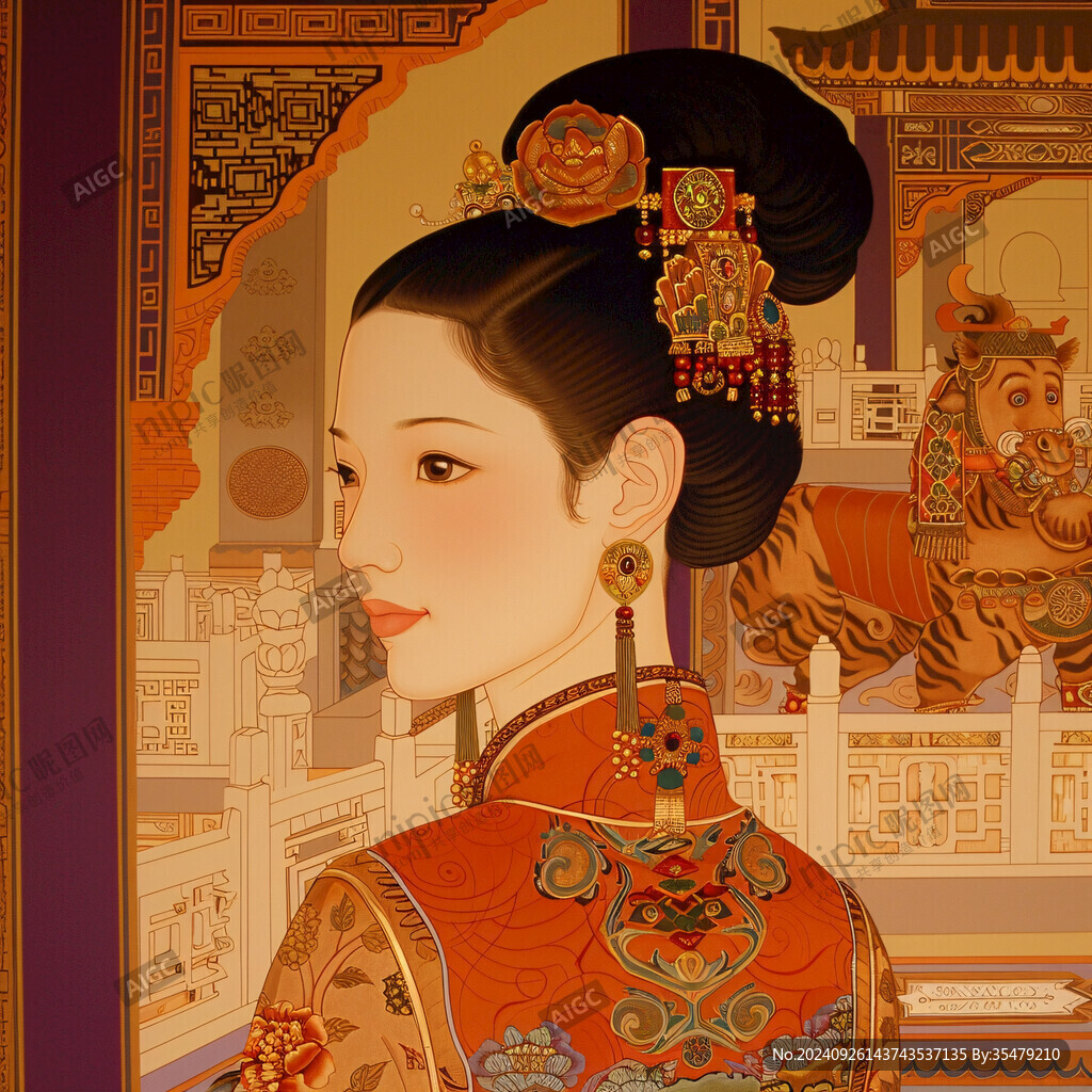 清宫美人插画