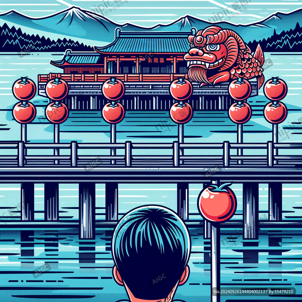 广济桥插画