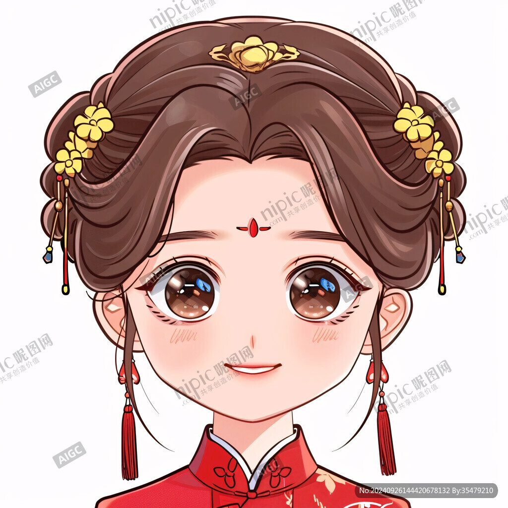 卡通红色汉服女孩