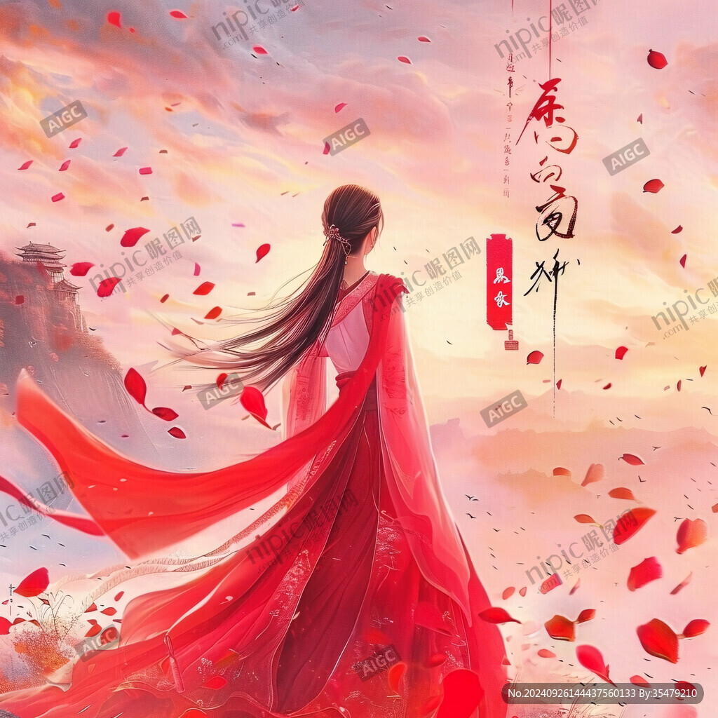 红衣少女设计古风