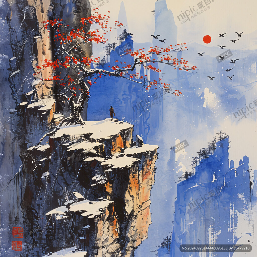 中国风意境画高山