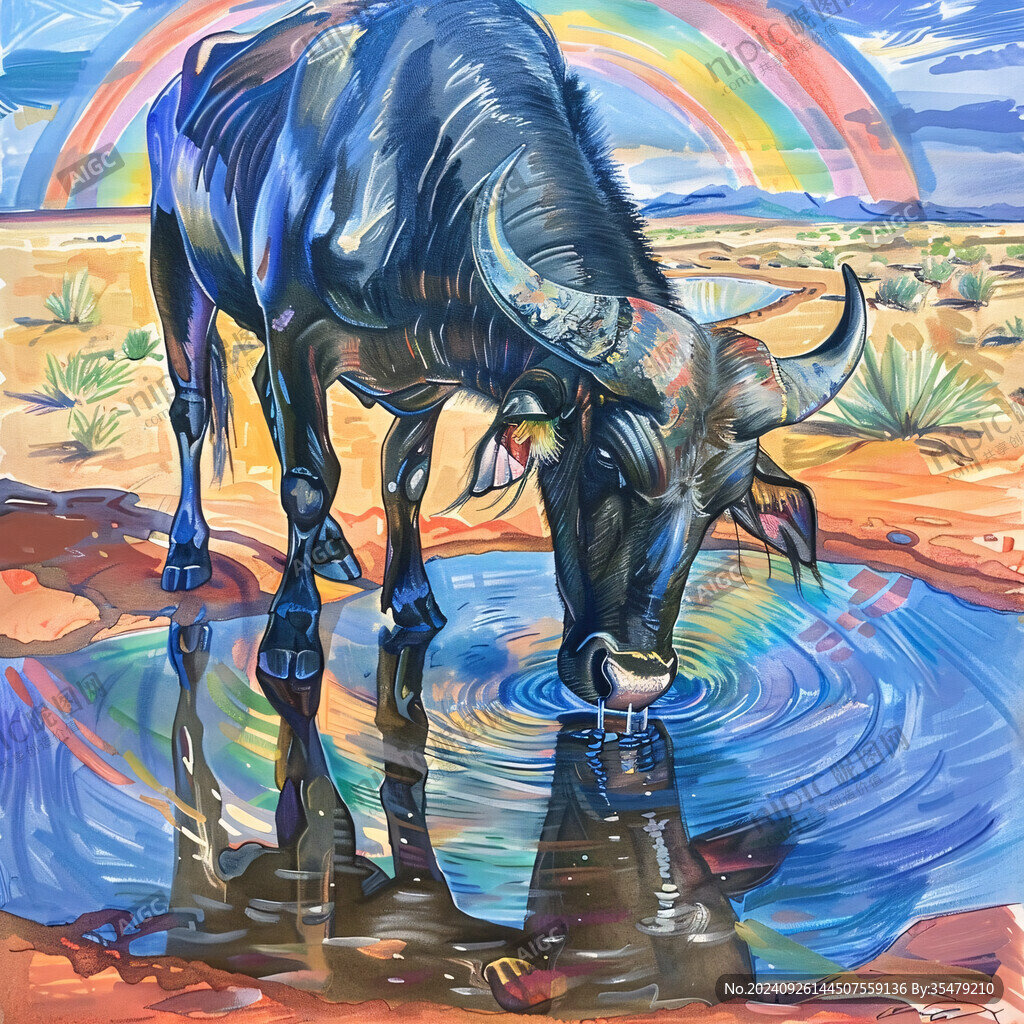插画五彩神牛的故事