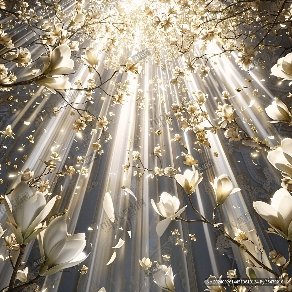 轻奢玉兰花壁画