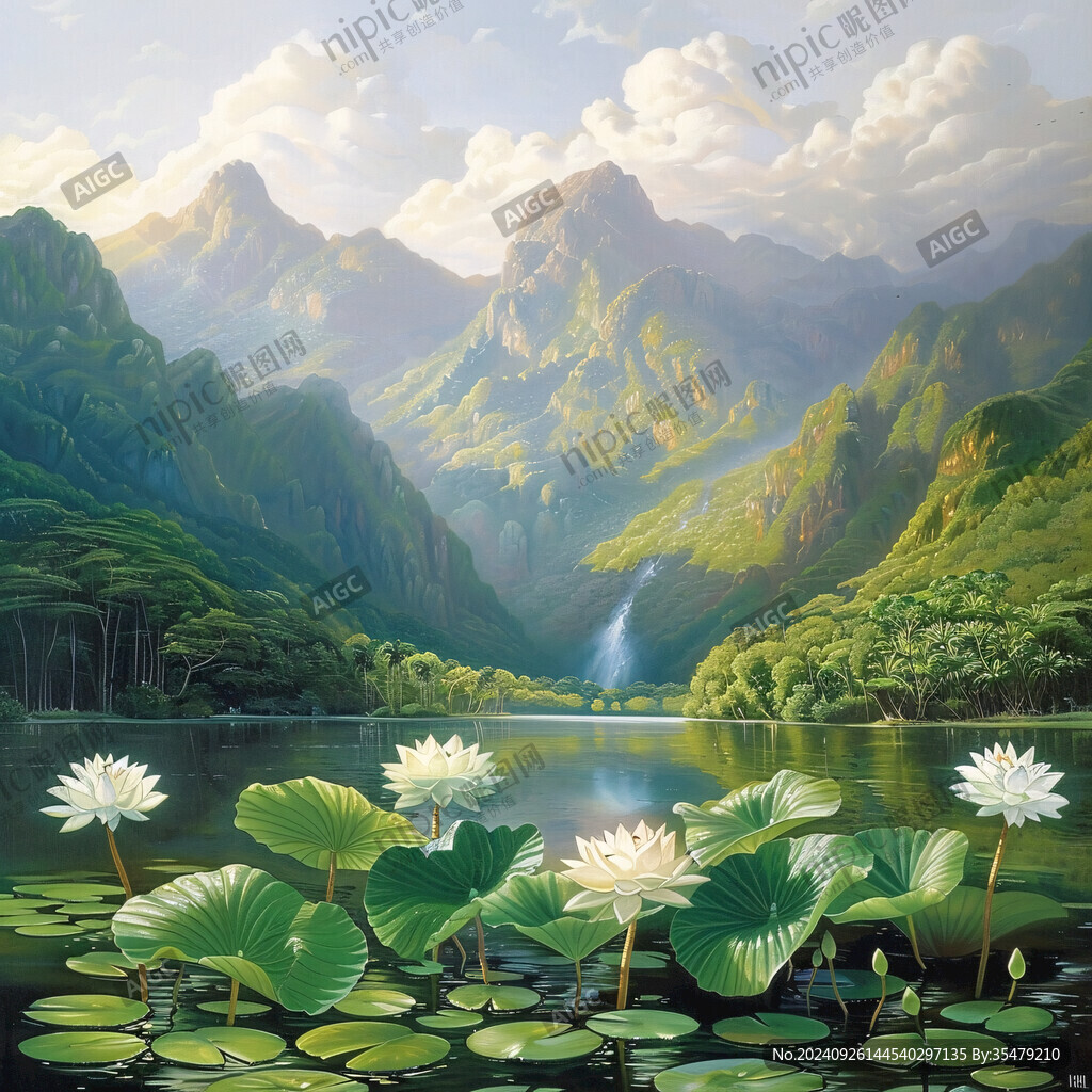油画山水风景