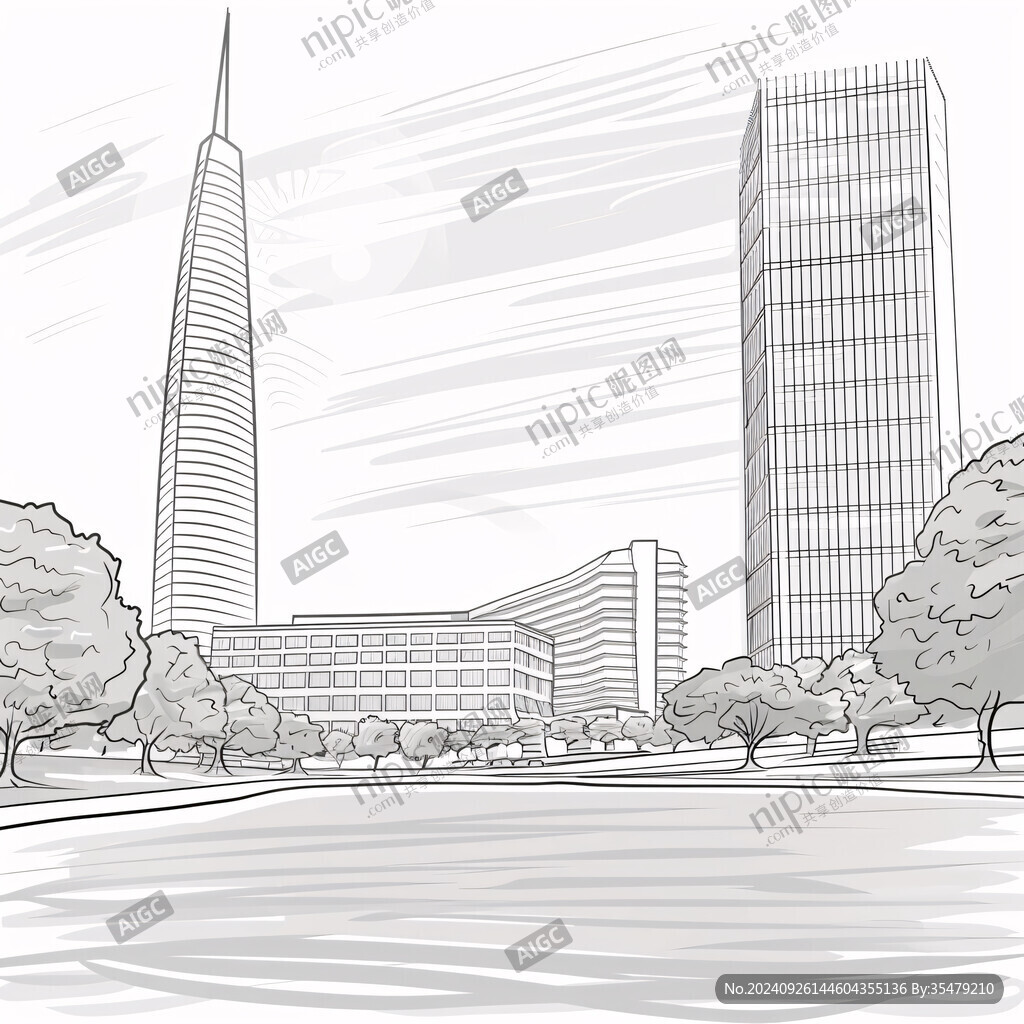 都市线稿插画