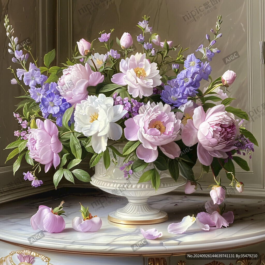 高清插画宫廷静物花卉