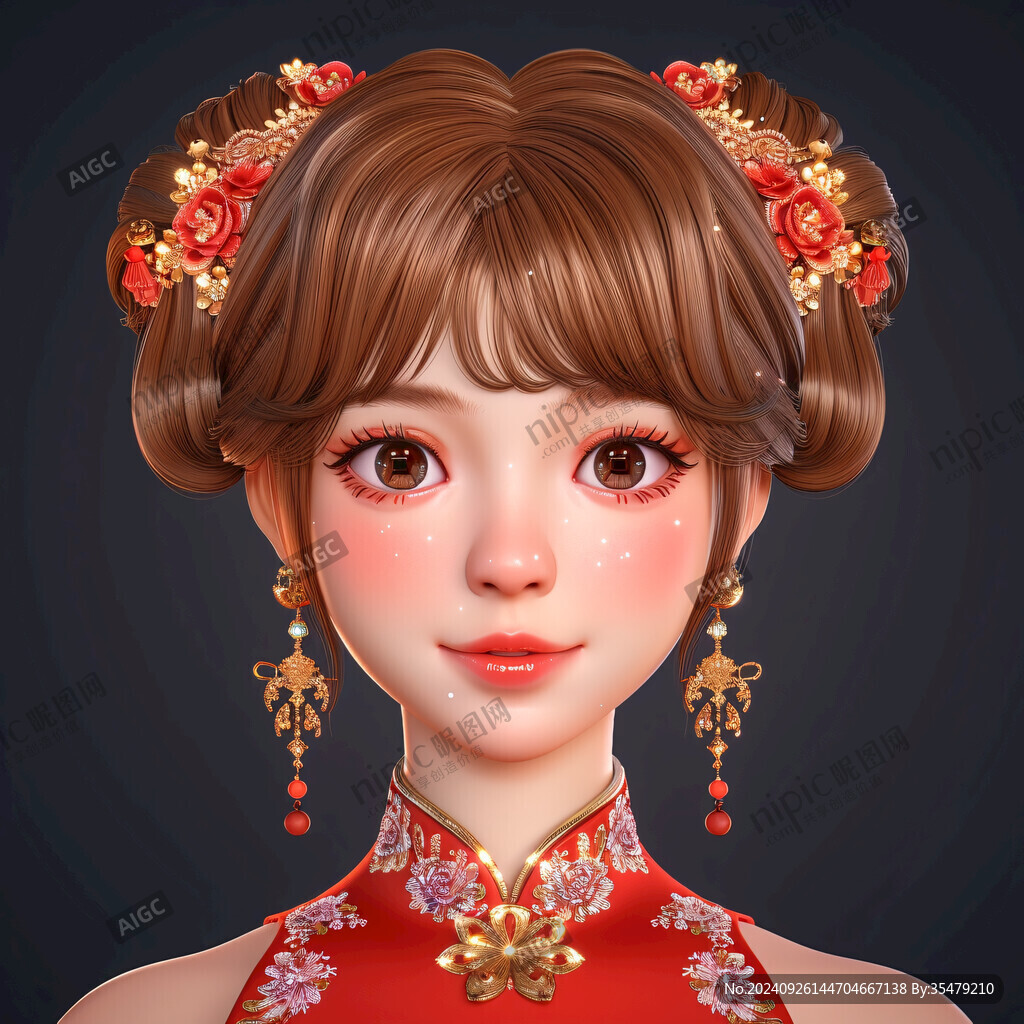 中式卡通新娘