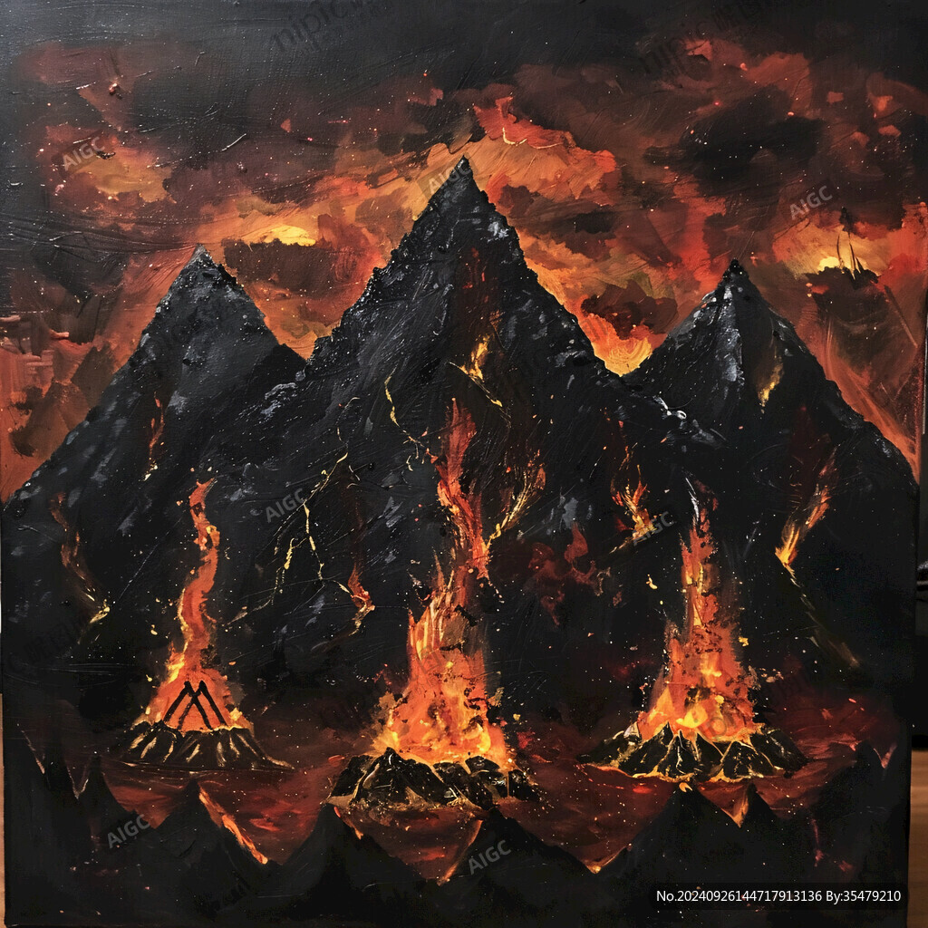 火山立体画