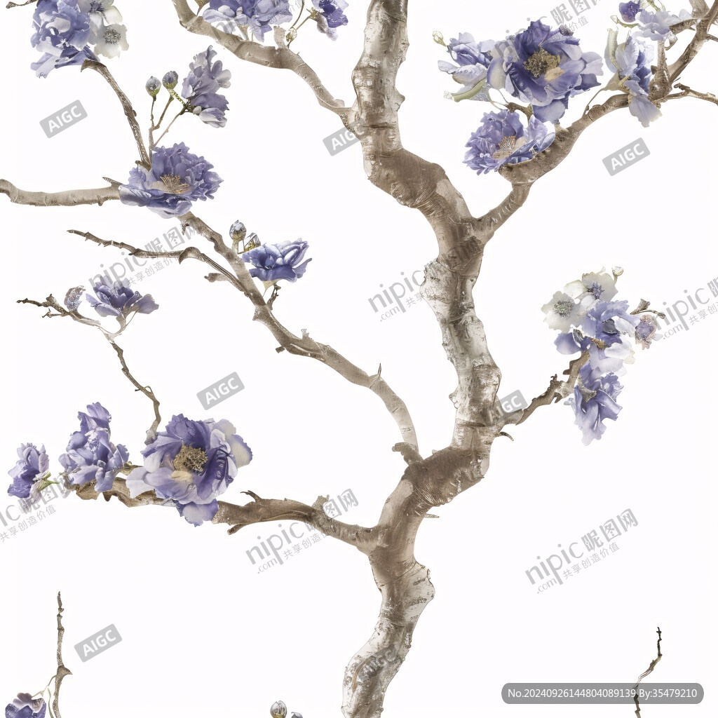 水彩蓝花楹背景墙
