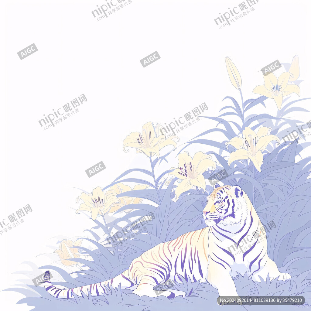 原创卡通老虎背景插画