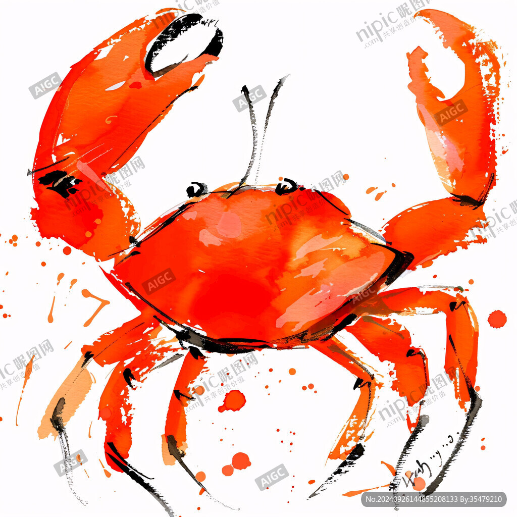 红色螃蟹装饰插画