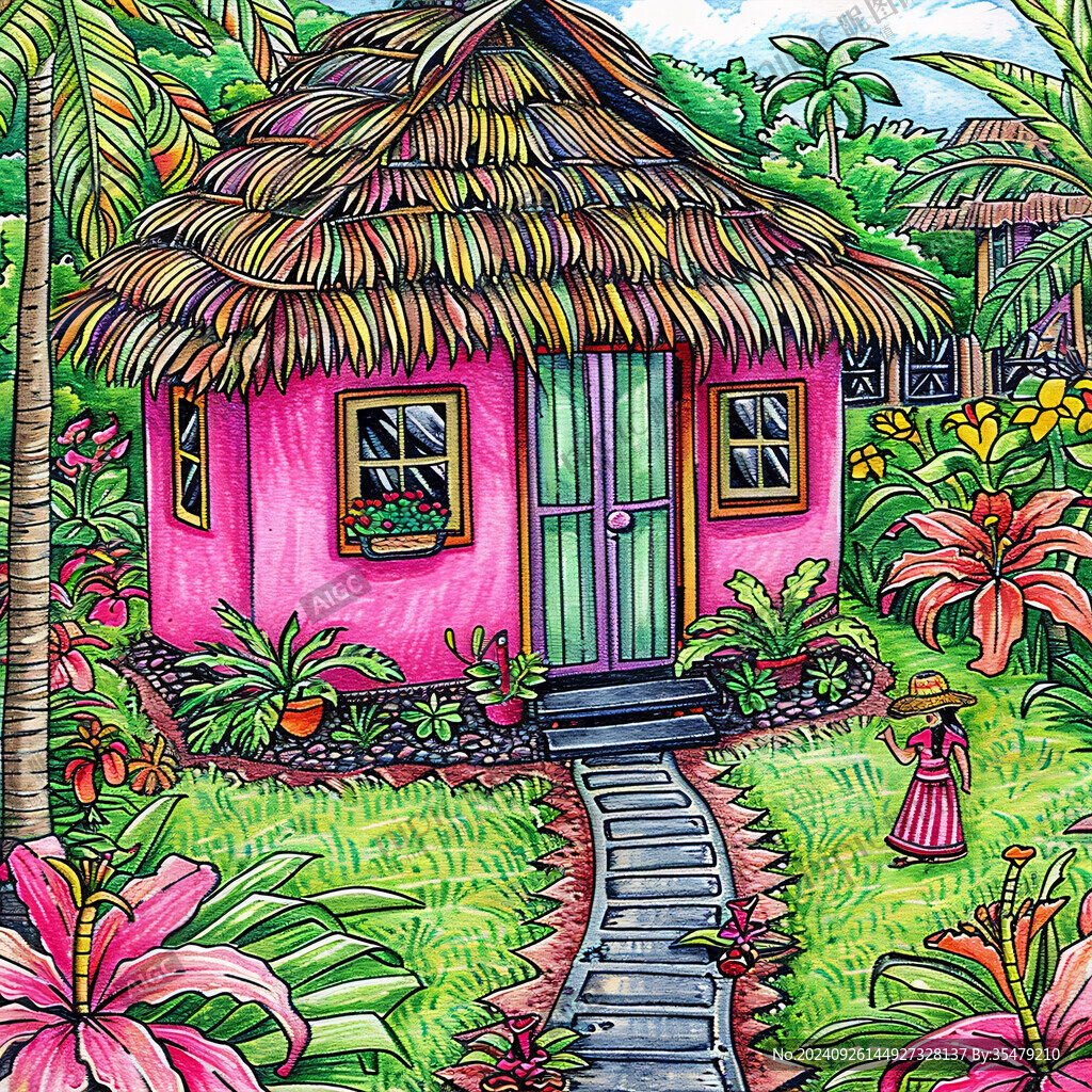 茅草屋插画