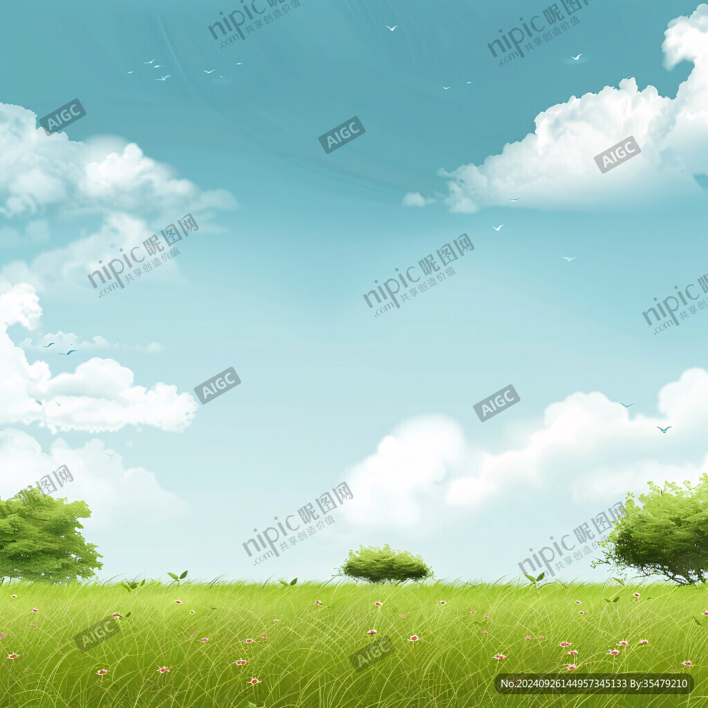 蓝天草地情景