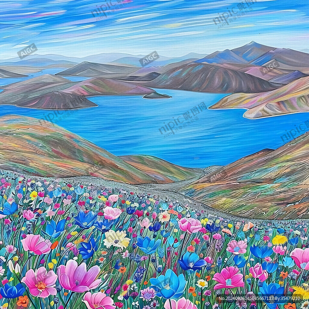 色彩线条色彩山水风景