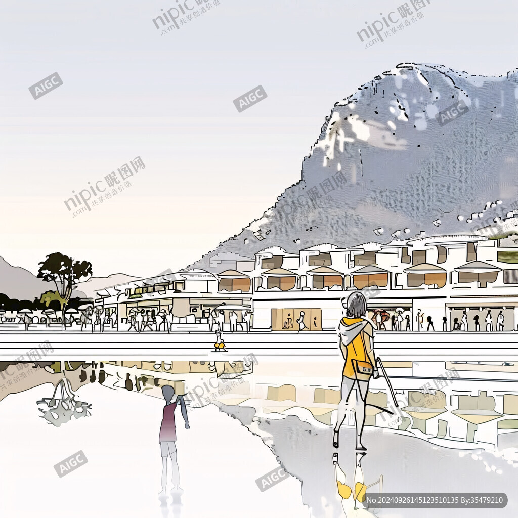 纳西族城市插画