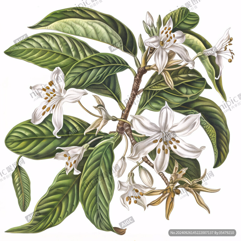 手绘柚子花