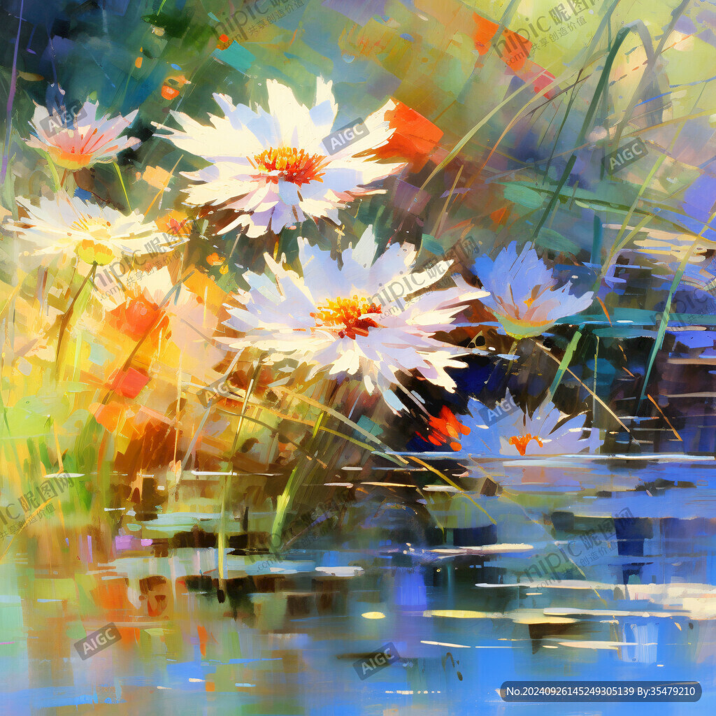 野菊花抽象油画