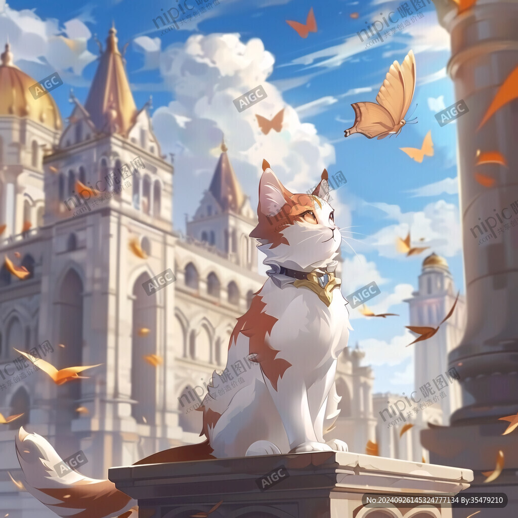 晒太阳的猫插画