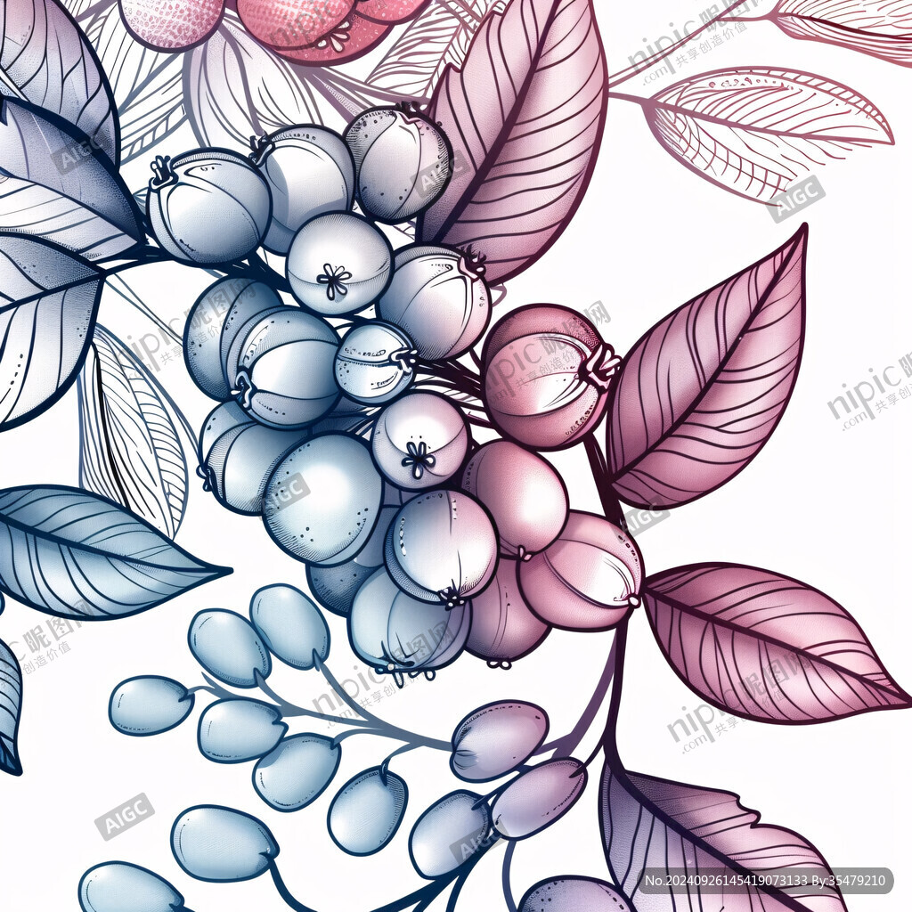 木蓝莓线稿