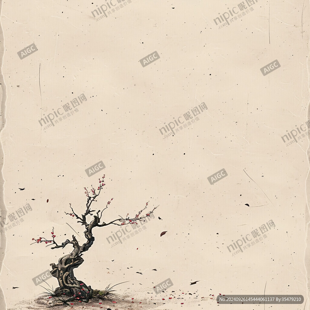 孤树寒枝 花落满地