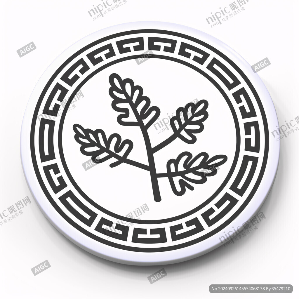 简约植物纹样圆形图案