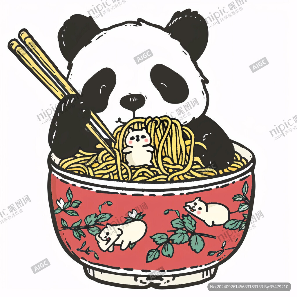 熊猫吃拉面 好香