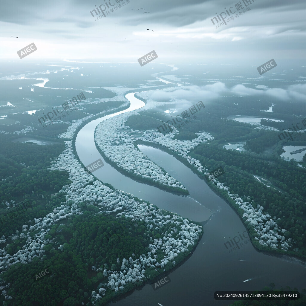 云雾缭绕 河流蜿蜒