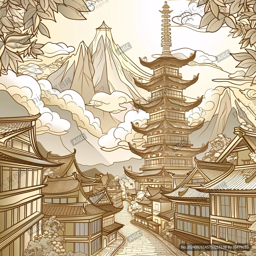 飞英塔插画