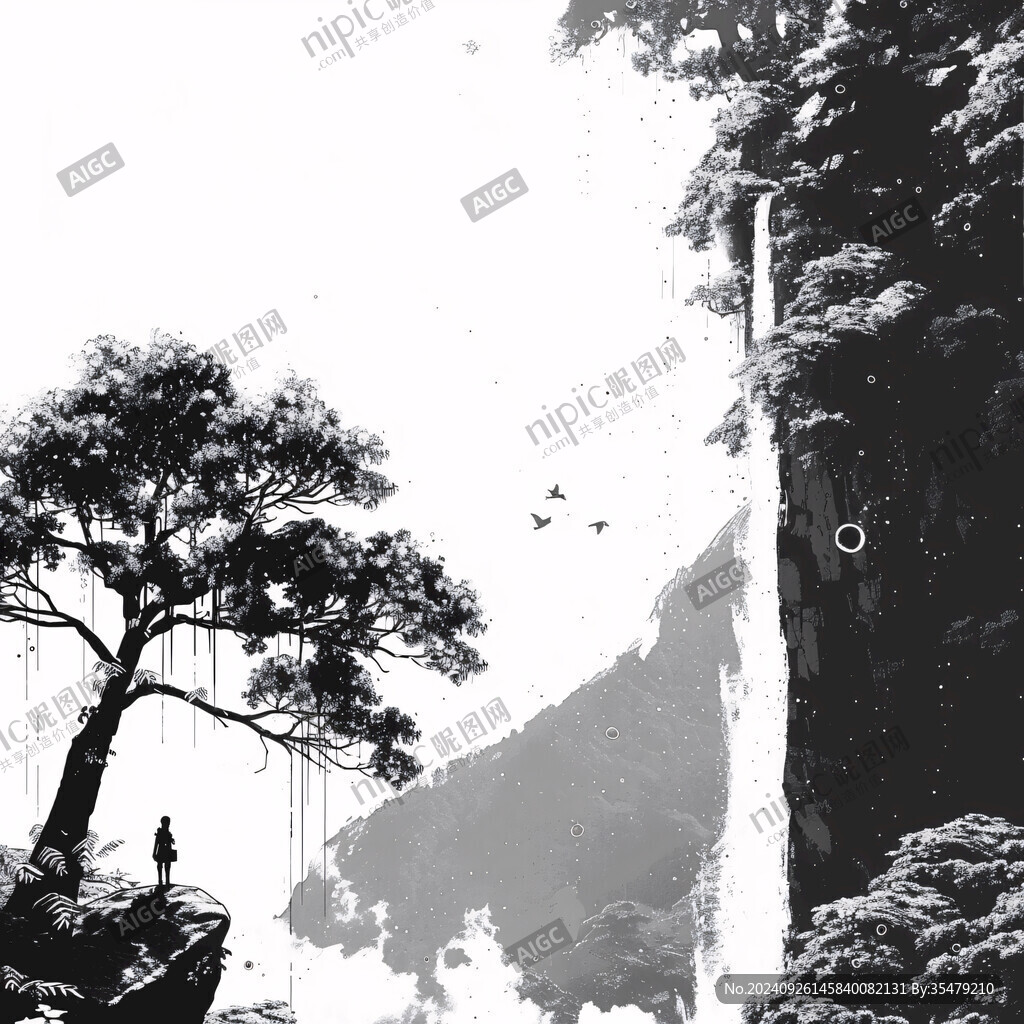 黑白迎客松