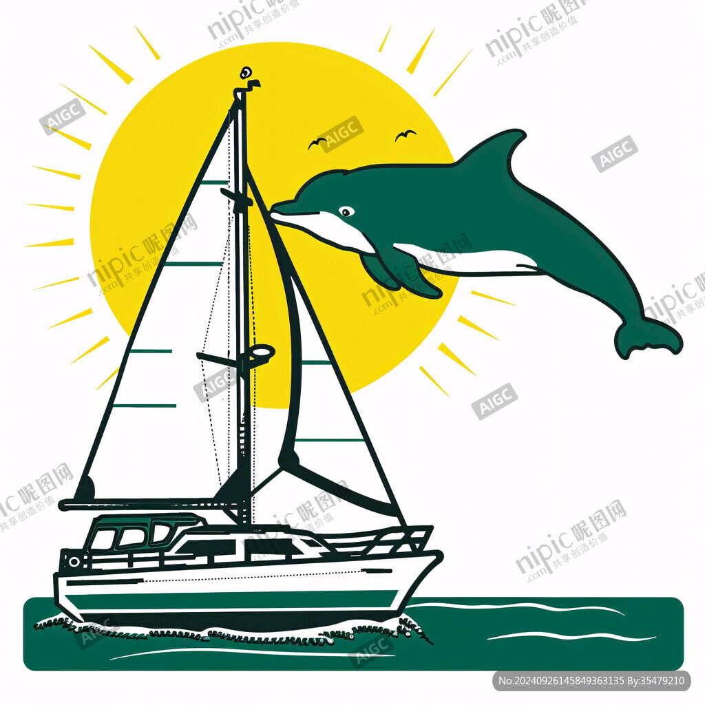 手绘海豚形象