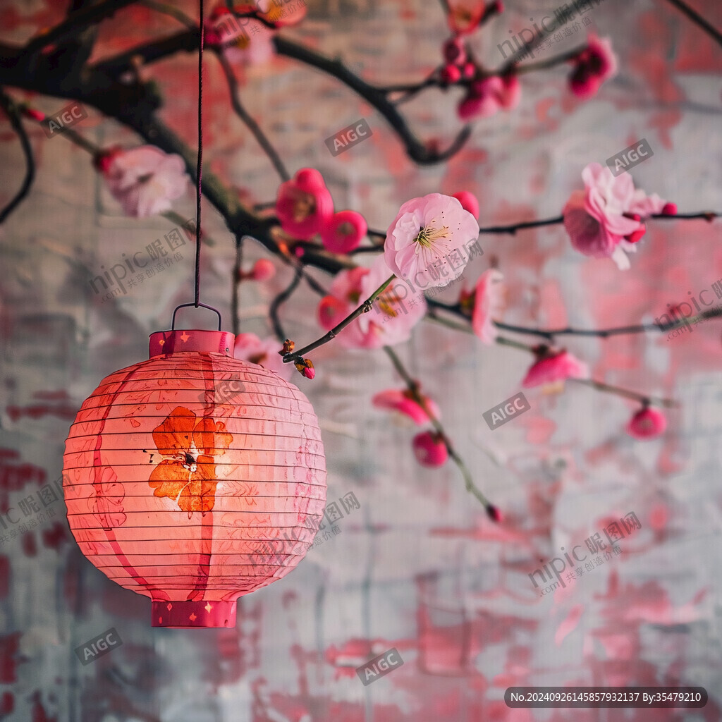 梅花与灯笼