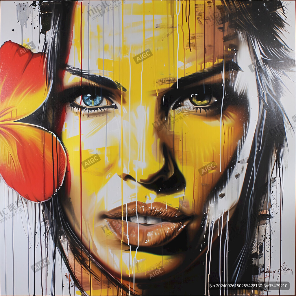 花与女人 浓墨重彩