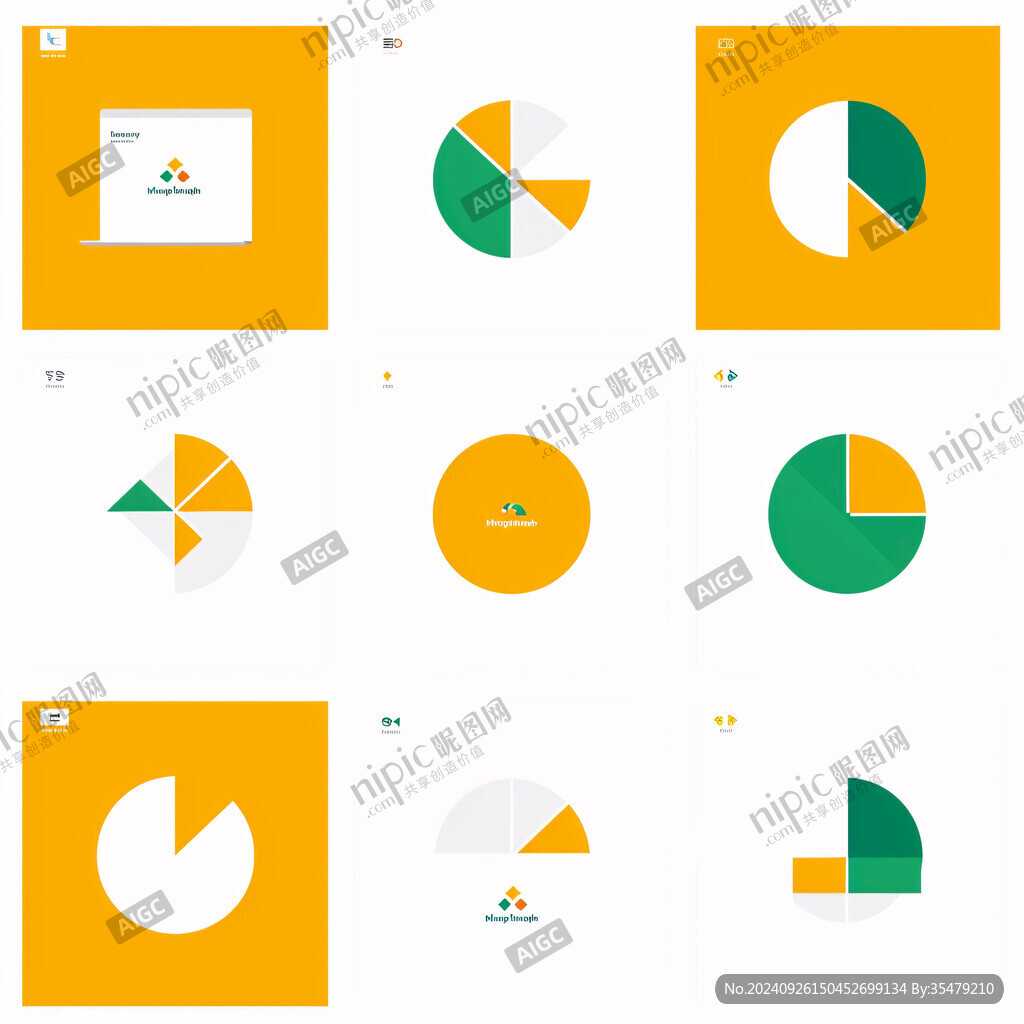 黄绿配色圆形图标设计