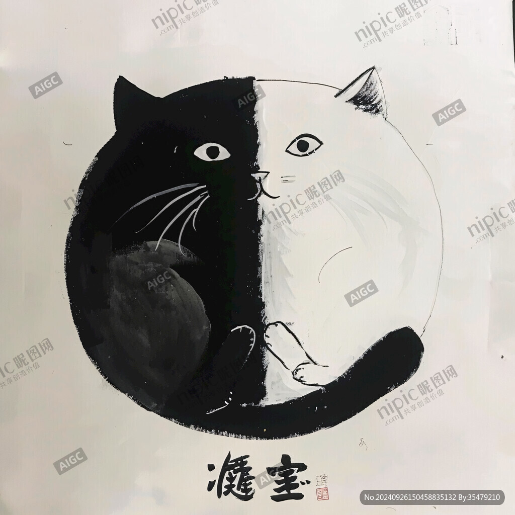 黑白猫 阴阳圆