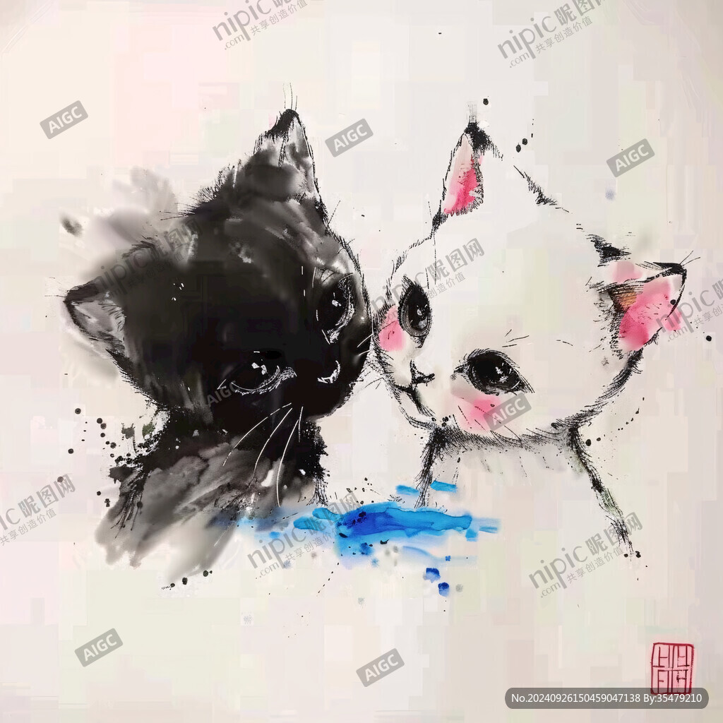 黑白猫咪的温柔对视
