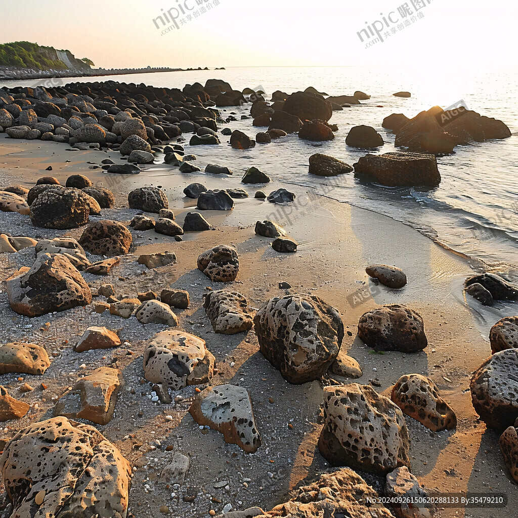 海边礁石 晨光熹微